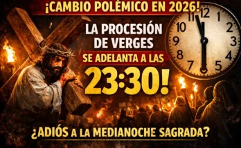 Cartel sobre el polémico cambio de horario de la Procesión de Verges 2026