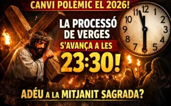 Cartell sobre el polèmic canvi d'horari de la Processó de Verges 2026
