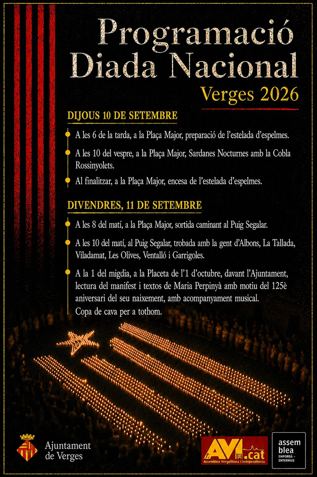 Cartell de la Diada Nacional 2026 de Verges amb l'acte dedicat a Maria Perpinyà