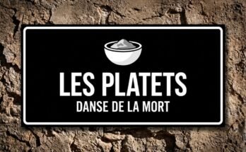 Coupelle blanche remplie de cendres sur une plaque noire «Les Platets · Danse de la Mort».