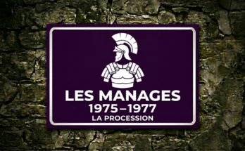 Illustration d’un casque et d’une cuirasse romains : les Manages, 1975–1977, La Procession.